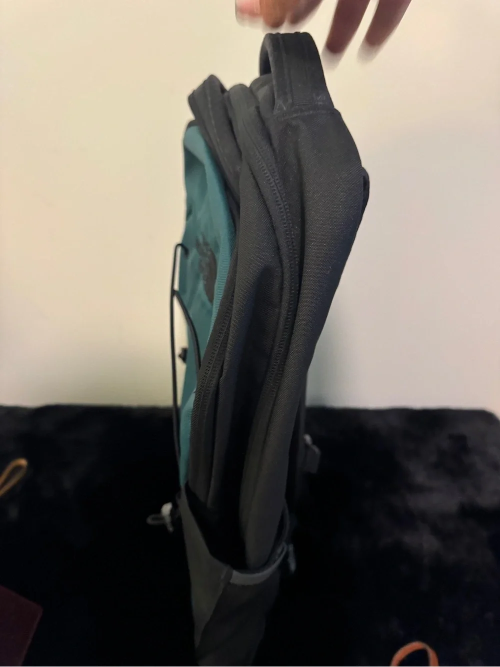 The North Face Teal and Black Daypack Backpack with Bungee Cord